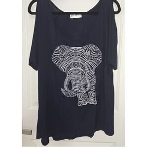 Women's Agenda Cold Shoulder Open Shoulder Navy White Elephant XL